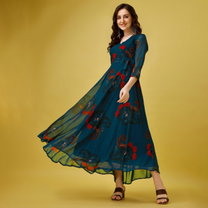 Ethnic Motifs Printed Georgette Maxi Dress