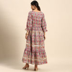 Ethnic Motifs Print Bell Sleeve Maxi Dress