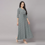 Floral Printed V-Neck A-Line Maxi Dress