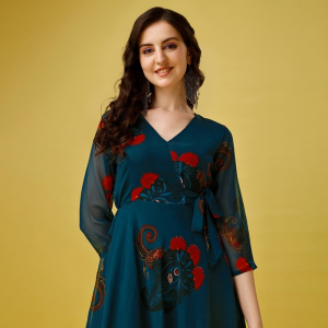 Ethnic Motifs Printed Georgette Maxi Dress