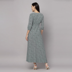 Floral Printed V-Neck A-Line Maxi Dress